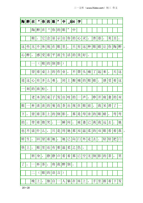 初三作文：陶醉在“你的眼”中_500字