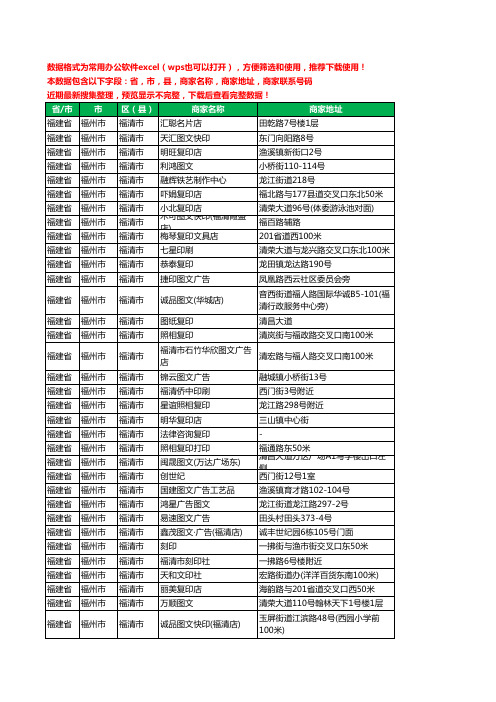 2020新版福建省福州市福清市图文工商企业公司商家名录名单黄页联系电话号码地址大全48家