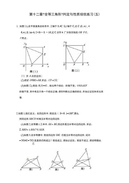 人教版八年级数学上册第十二章《全等三角形》判定与性质培优练习(五)