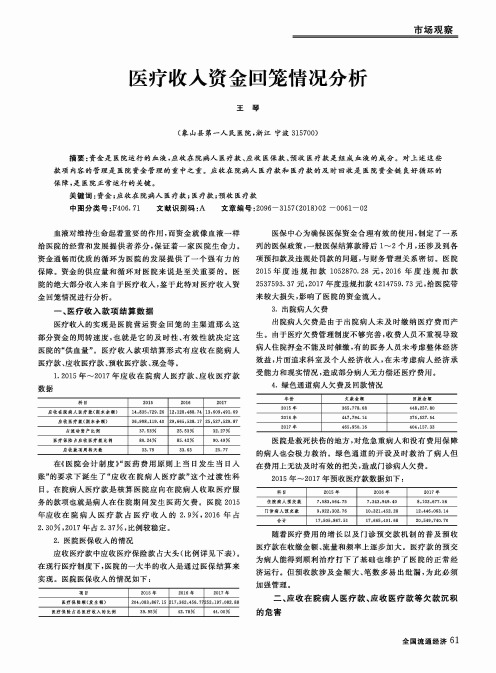 医疗收入资金回笼情况分析