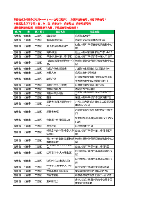 2020新版吉林省长春市二道区户外用品工商企业公司商家名录名单联系电话号码地址大全30家