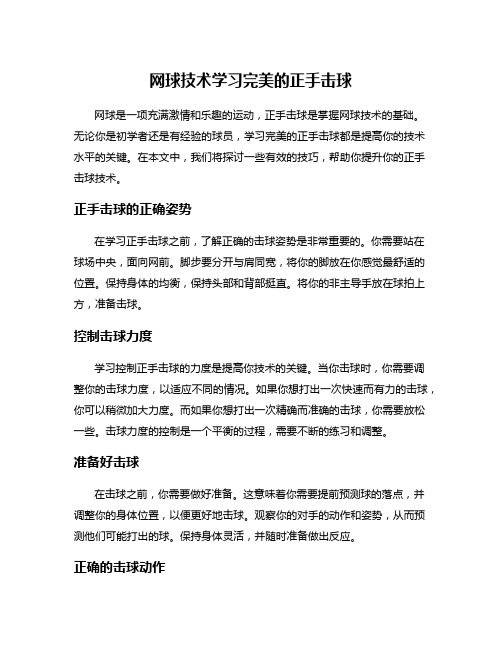 网球技术学习完美的正手击球