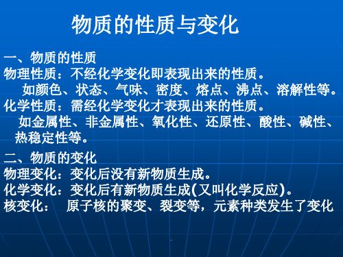 物质的性质与变化上海新课标初高中衔接课ppt课件