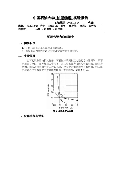 压汞毛管力曲线测定