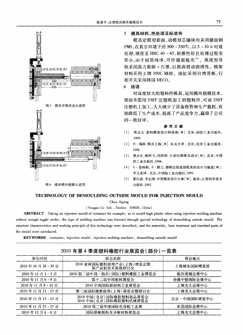 2010年第4季度塑料橡胶行业展览会(部分)一览表