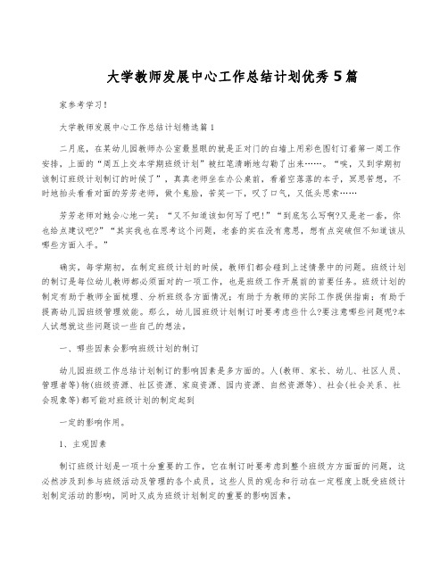 大学教师发展中心工作计划优秀5篇