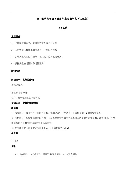 《实数》精品导学案 人教版七年级数学下册学案