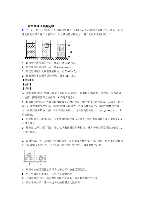 培优浮力类问题辅导专题训练及答案解析