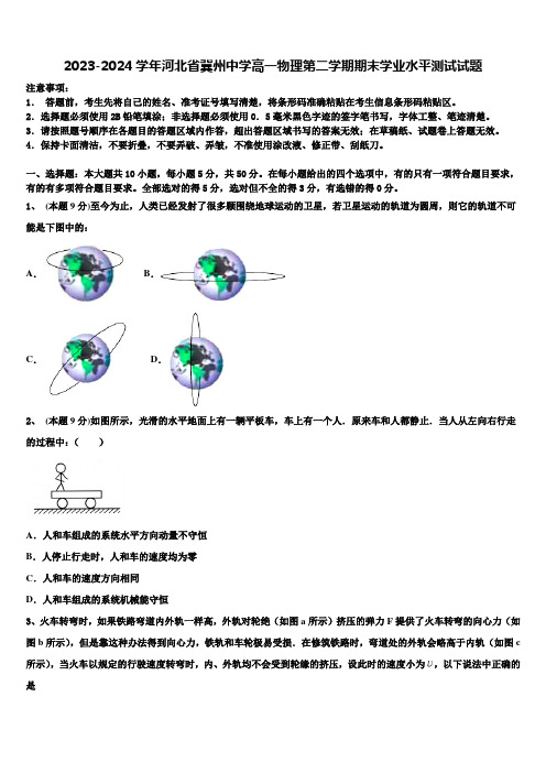 2023-2024学年河北省冀州中学高一物理第二学期期末学业水平测试试题含解析