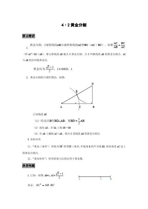 初中数学知识点精讲精析 黄金分割