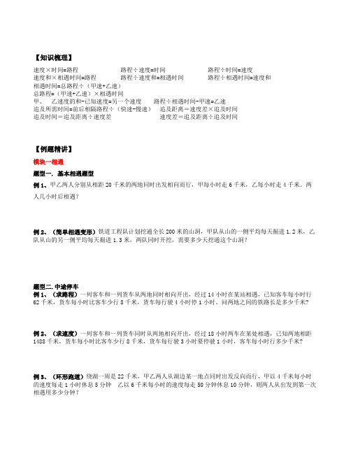 六年级下册数学小升初专题训练-4.相遇追及  全国通用(无答案)