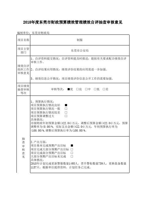 东莞市公安局_制服自评抽查审核意见