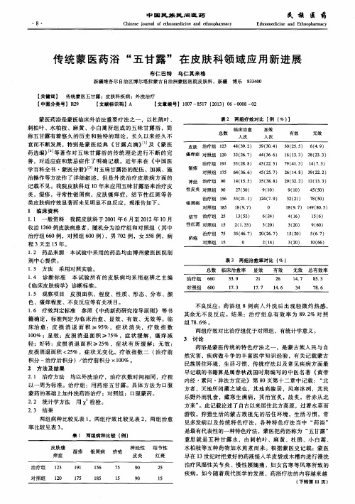 传统蒙医药浴“五甘露”在皮肤科领域应用新进展