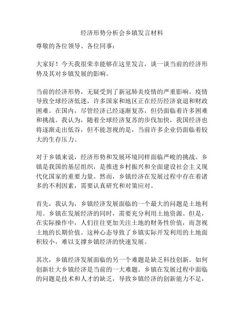 经济形势分析会乡镇发言材料