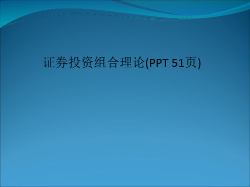 证券投资组合理论(PPT 51页)