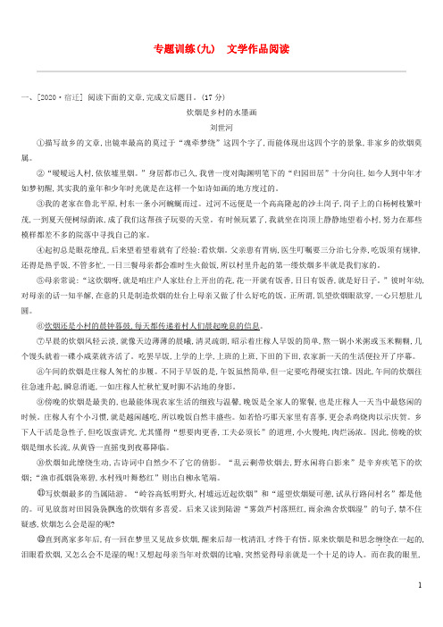 中考语文总复习第三部分现代文阅读专题文学作品阅读专题训练