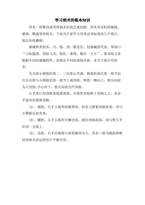 学习剑术的基本知识