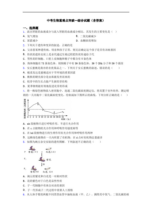 中考生物重难点突破--综合试题(含答案)