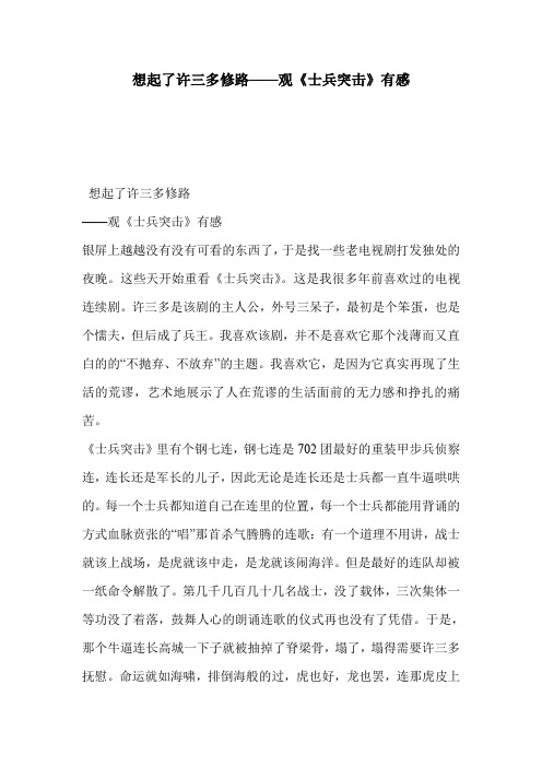 想起了许三多修路——观《士兵突击》有感