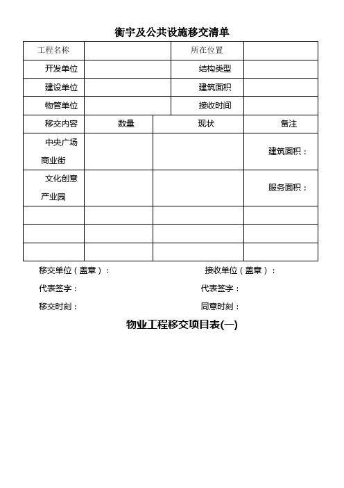 物业移交表格全套