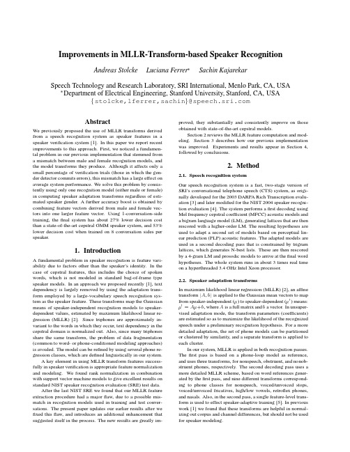 Improvements in MLLRtransform-based speaker recognition