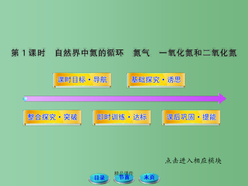 高中化学 3.2.1 自然界中氮的循环 氮气 一氧化氮和二氧化氮 鲁科版必修1