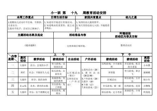 幼儿园小班周安排表新19