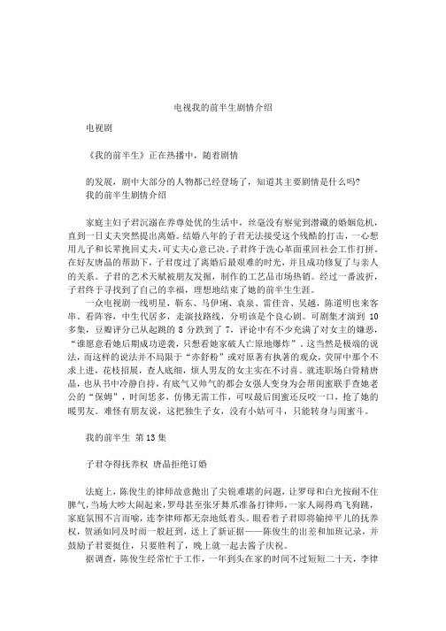 电视我的前半生剧情介绍