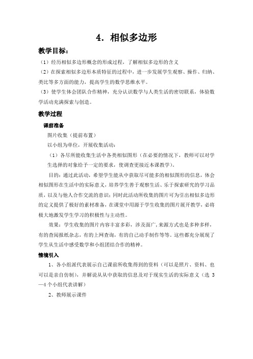 北师大八年级数学下册第四章第四节相似多边形