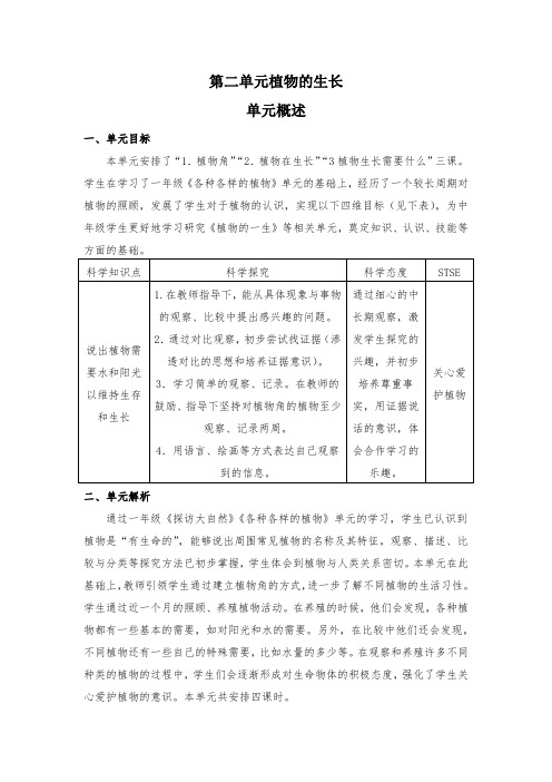 湘科班二年级下册第二单元植物的生长