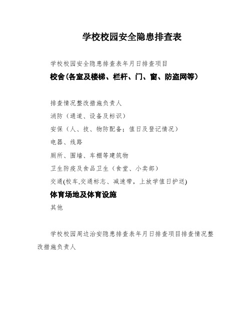 学校校园安全隐患排查表