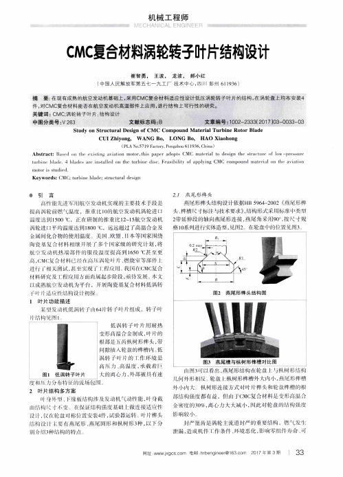 CMC复合材料涡轮转子叶片结构设计