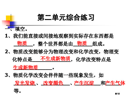 教科版小学科学六年级下册第二单元综合练习省公开课一等奖全国示范课微课金奖课件