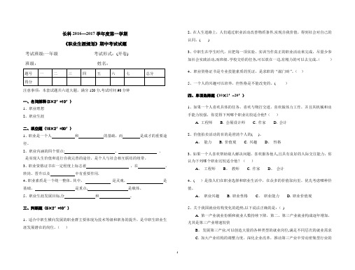 《职业生涯规划》期中考试试题(含答案)11