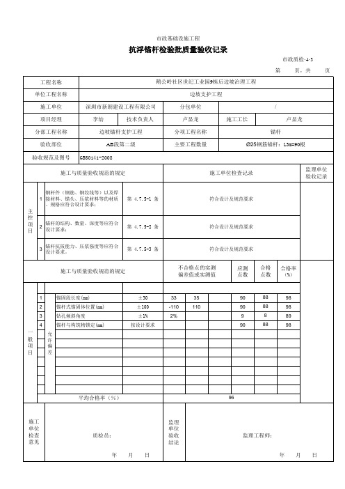 4锚杆检验批质量验收记录