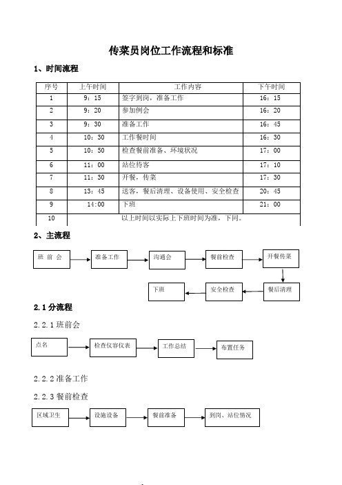 传菜员岗位工作流程及标准