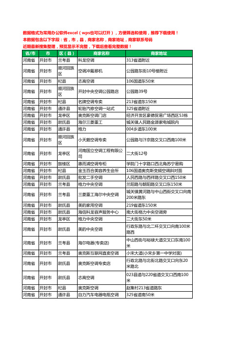 2020新版河南省开封市空调工商企业公司商家名录名单黄页联系电话号码地址大全308家