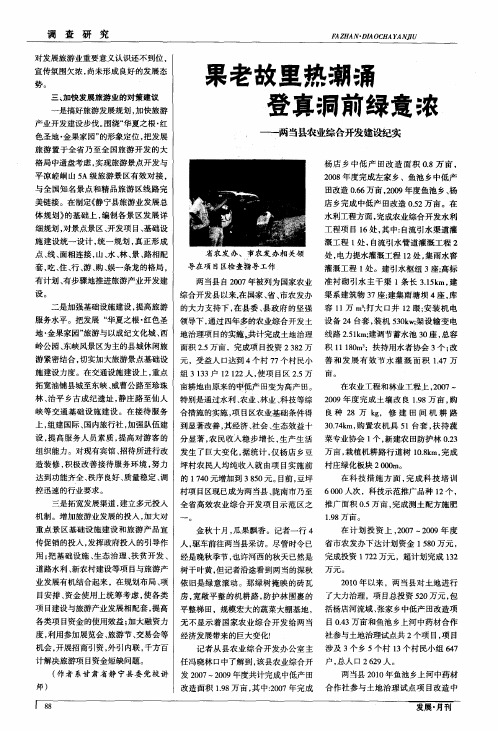 果老故里热潮涌登真洞前绿意浓——两当县农业综合开发建设纪实