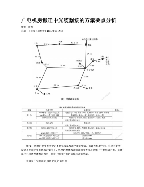 广电机房搬迁中光缆割接的方案要点分析