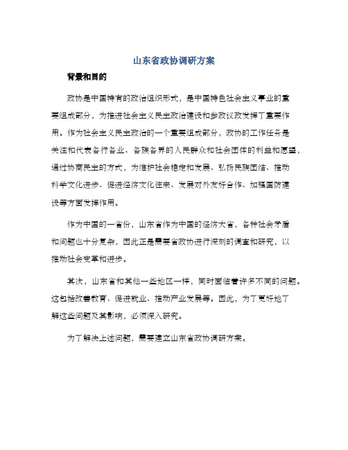 山东省政协调研方案