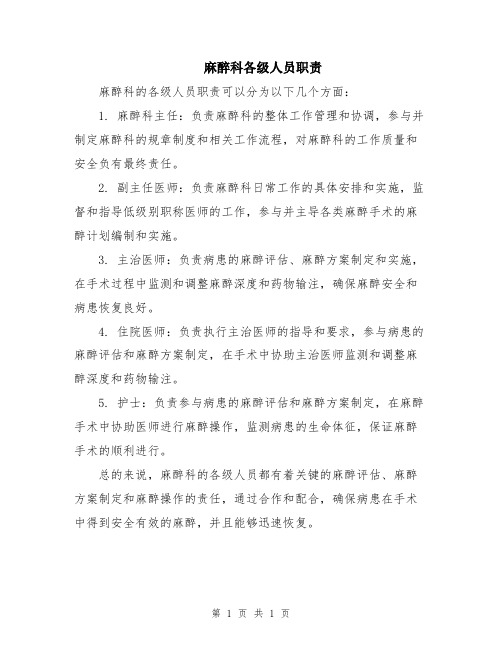 麻醉科各级人员职责 (2)