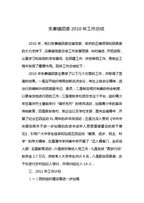 2010团委工作总结