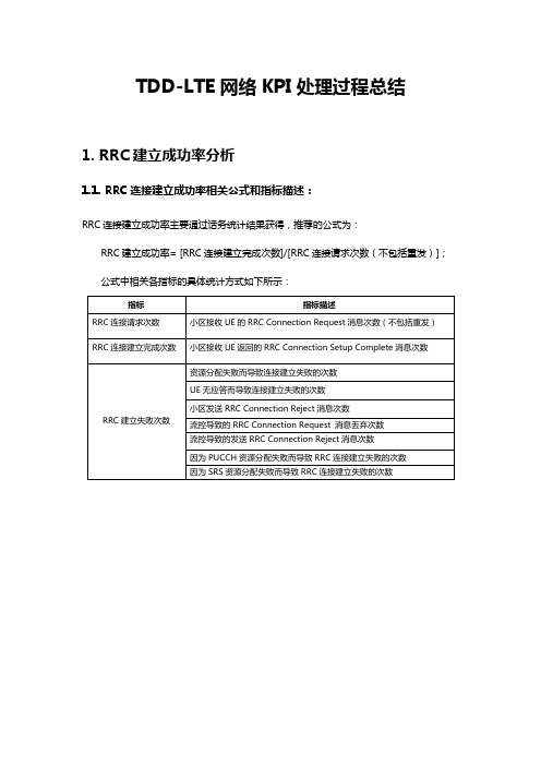 TDD-LTE网络KPI处理总结