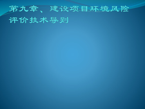 建设项目环境风险评价技术导则