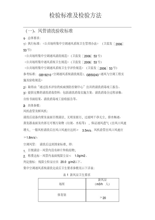 中央空调检验标准及检验方法