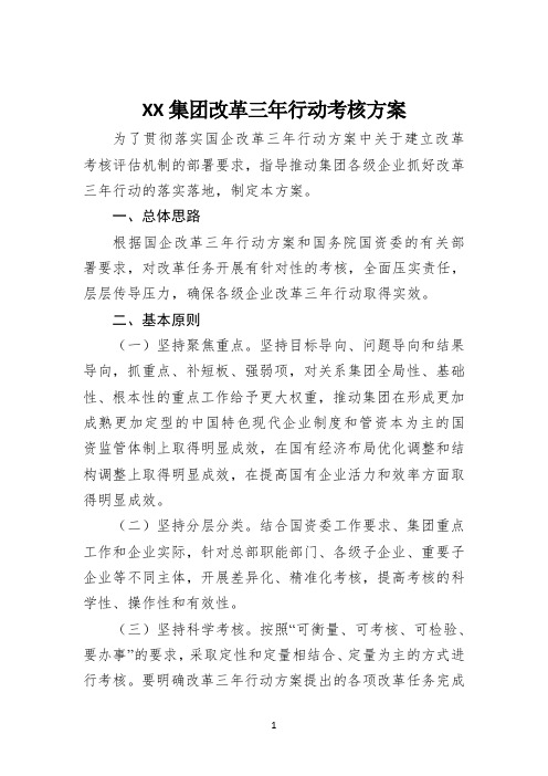 XX集团国企改革三年行动考核方案(含附件考核指标)