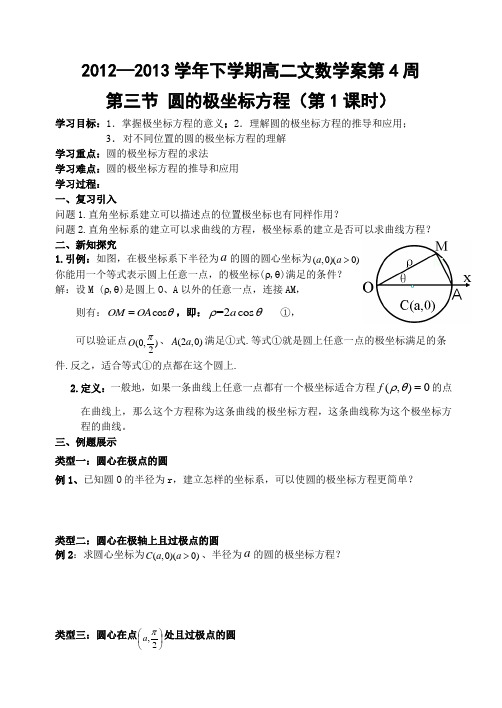 圆的极坐标方程