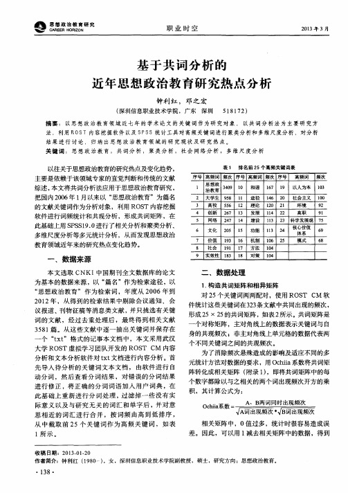 基于共词分析的近年思想政治教育研究热点分析