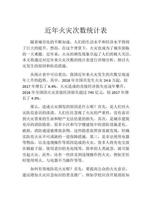 近年火灾次数统计表