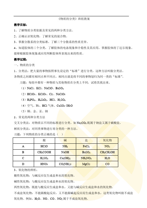 《物质的分类》班组教案